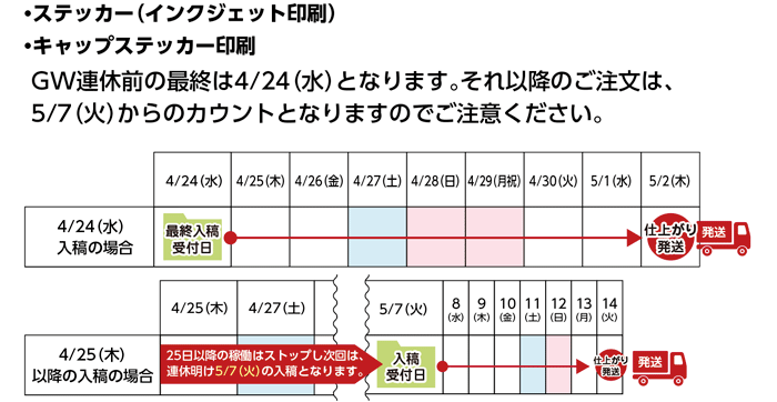 ステッカーGWスケジュール2024