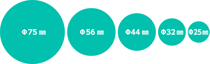 円形サイズは全部で5種類です