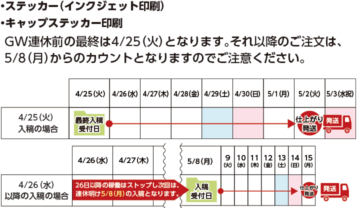 ステッカーGWスケジュール2023